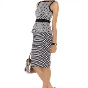 Karen Millen Black White Print Peplum Dress